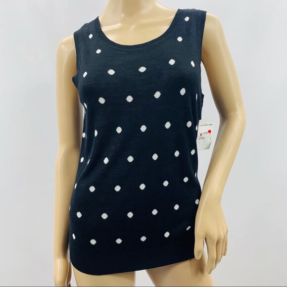 Halogen Sweaters - Halogen Black White Polka Dot Sweater Vest
